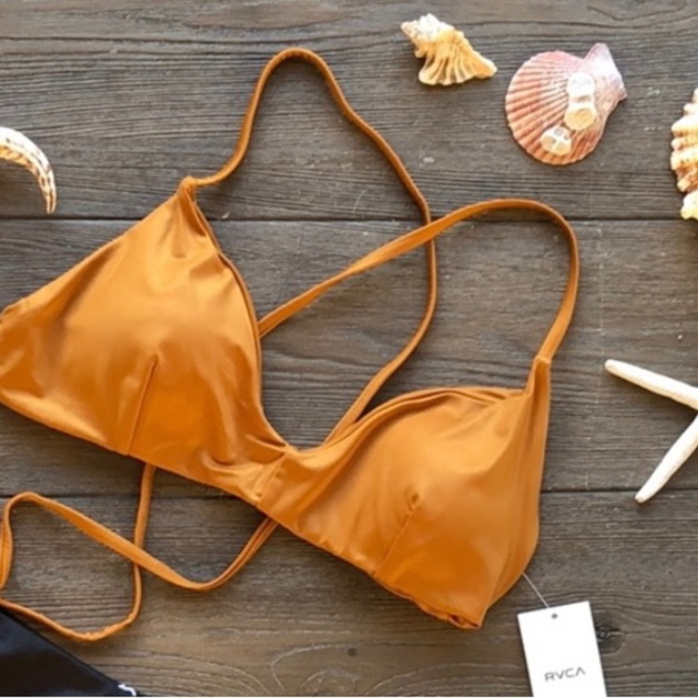 Golden orange RVCA swimsuit top